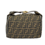 FENDI Zucca Canvas Hand Bag Brown Black goldep6483