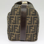 FENDI Zucca Canvas Hand Bag Brown Black goldep6483
