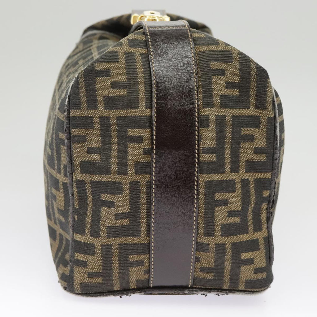 FENDI Zucca Canvas Hand Bag Brown Black goldep6483