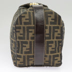 FENDI Zucca Canvas Hand Bag Brown Black goldep6483