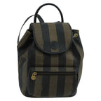FENDI Pecan Canvas Backpack Brown Black Goldep6564