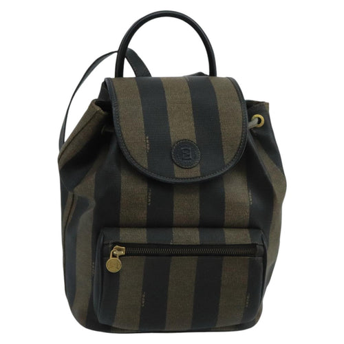 FENDI Pecan Canvas Backpack Brown Black Goldep6564