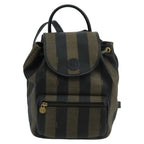 FENDI Pecan Canvas Backpack Brown Black Goldep6564