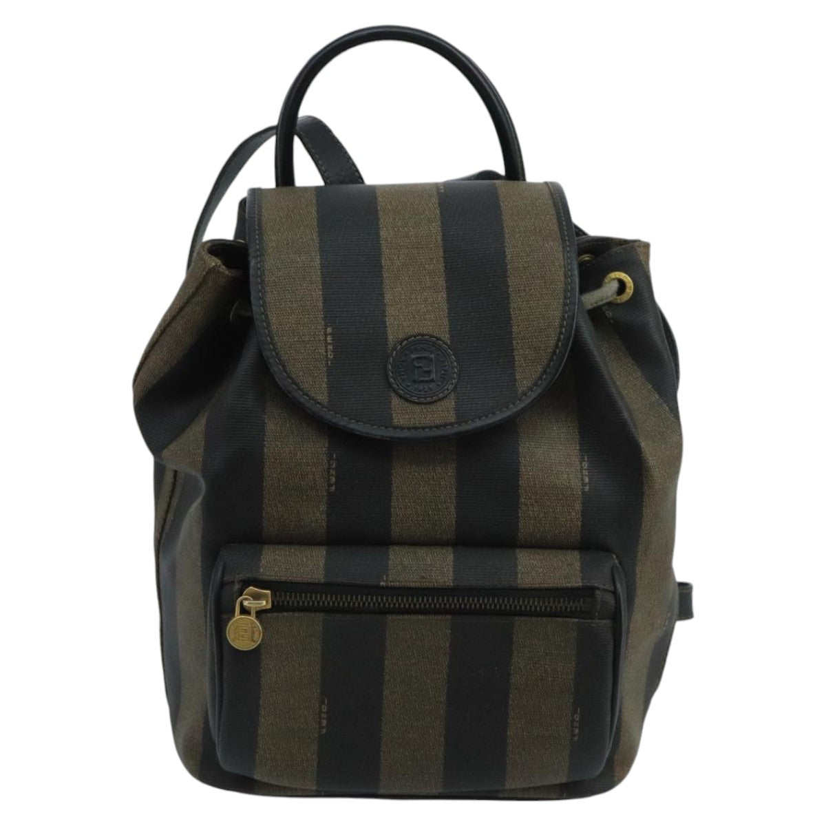 FENDI Pecan Canvas Backpack Brown Black Goldep6564