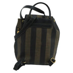 FENDI Pecan Canvas Backpack Brown Black Goldep6564