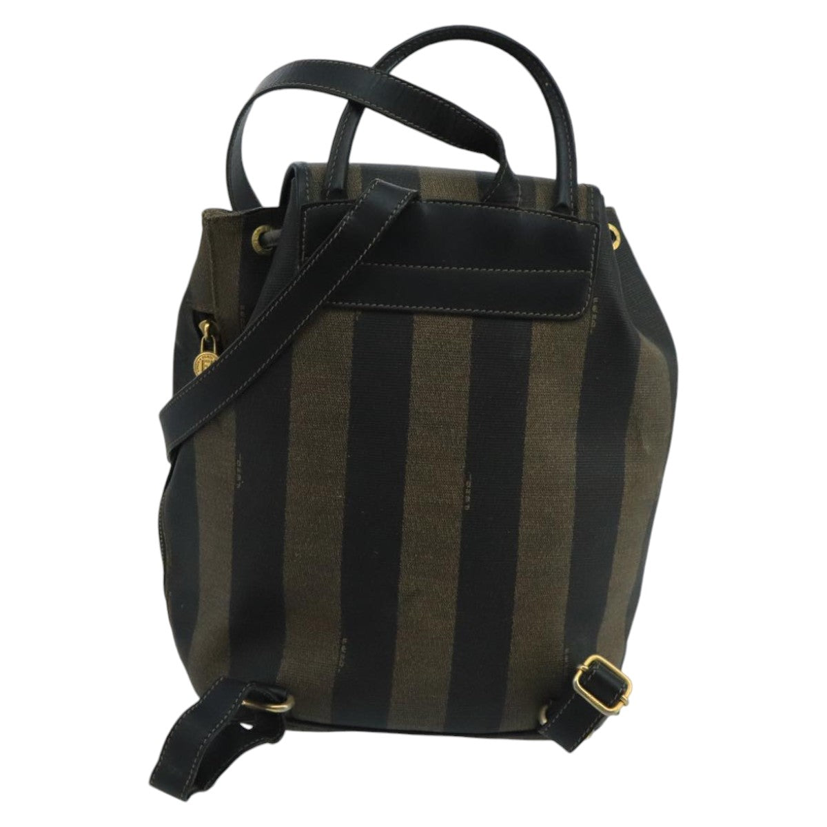 FENDI Pecan Canvas Backpack Brown Black Goldep6564