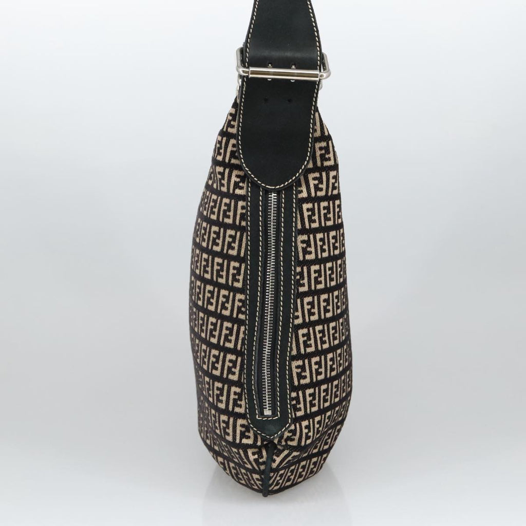 FENDI Zucchino Canvas Shoulder Bag Blackep6606