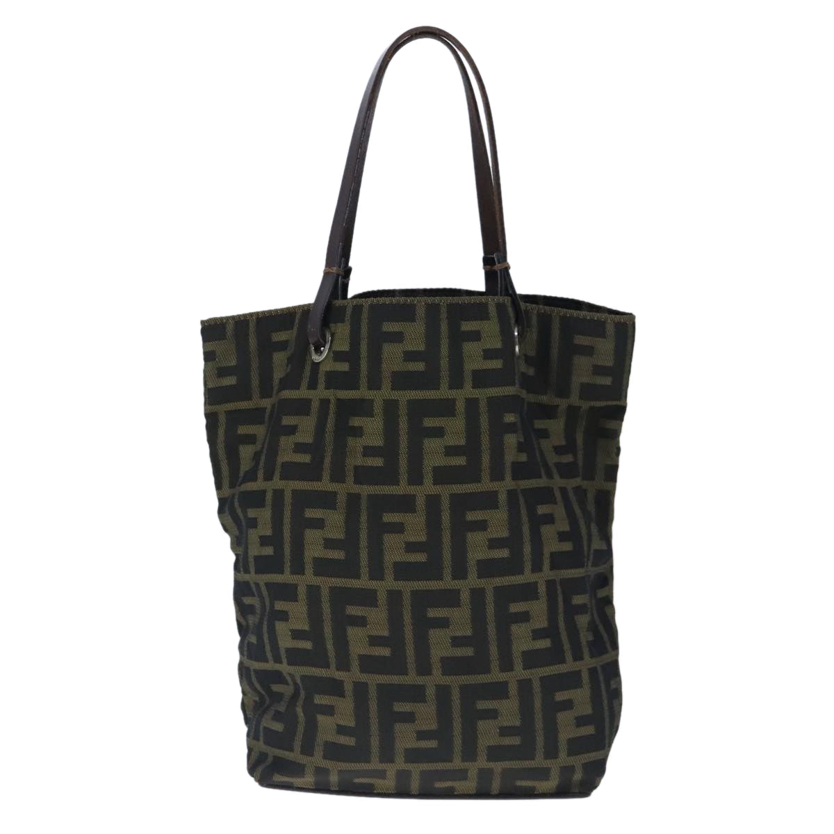 FENDI Zucca Canvas Hand Bag Brown Blackep6607