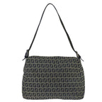 FENDI Zucchino Canvas Mamma Baguette Shoulder Bag Navy Silverep6613