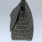 FENDI Zucchino Canvas Mamma Baguette Shoulder Bag Navy Silverep6613