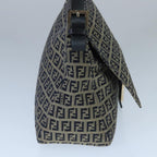 FENDI Zucchino Canvas Mamma Baguette Shoulder Bag Navy Silverep6613