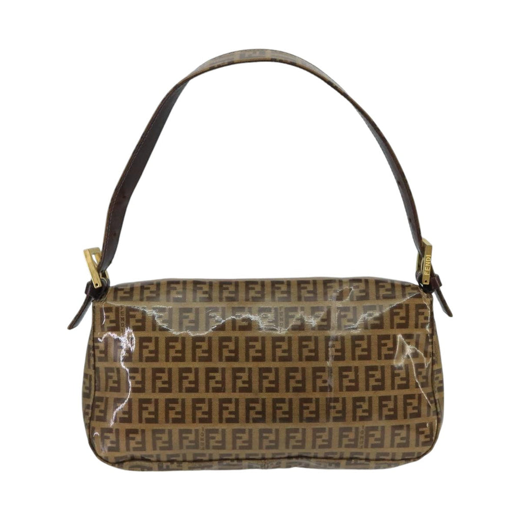 FENDI Zucchino Canvas Mamma Baguette Shoulder Bag Enamel Brown Goldep6615