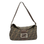 FENDI Zucca Canvas Mamma Baguette Shoulder Bag Brown Black Silverep6627