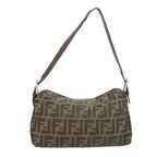 FENDI Zucca Canvas Mamma Baguette Shoulder Bag Brown Black Silverep6627