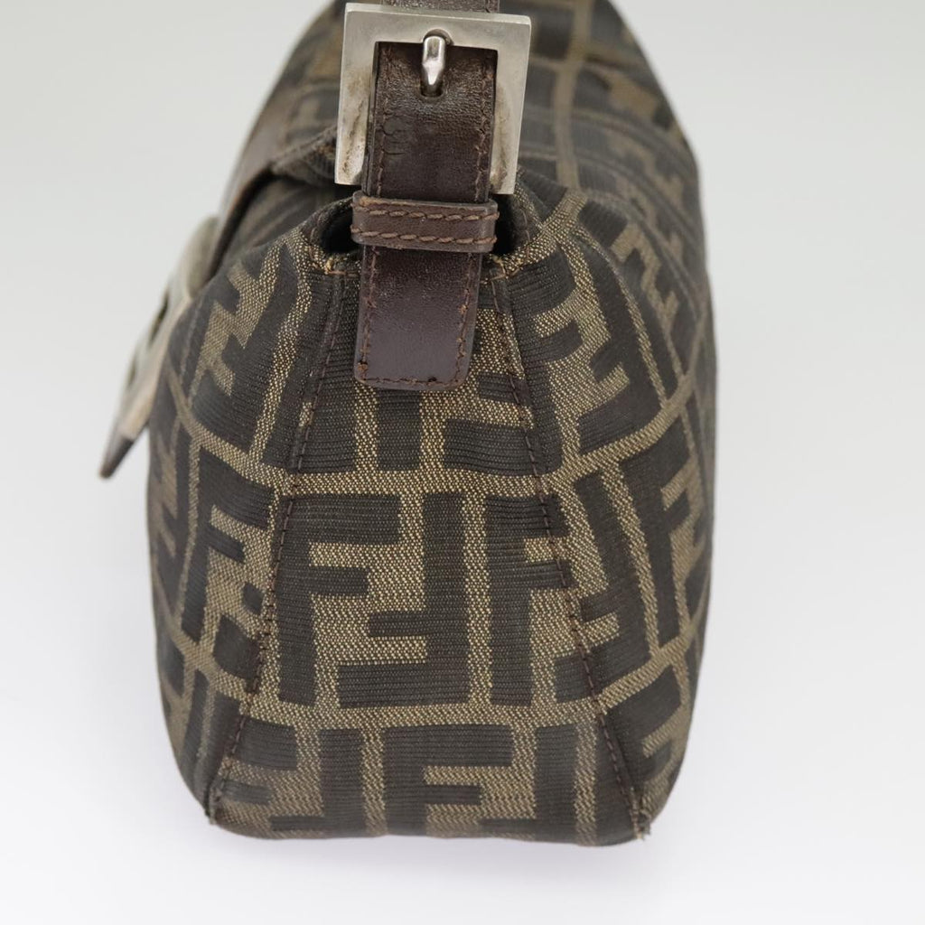 FENDI Zucca Canvas Mamma Baguette Shoulder Bag Brown Black Silverep6627