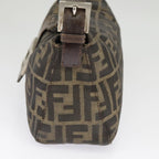 FENDI Zucca Canvas Mamma Baguette Shoulder Bag Brown Black Silverep6627