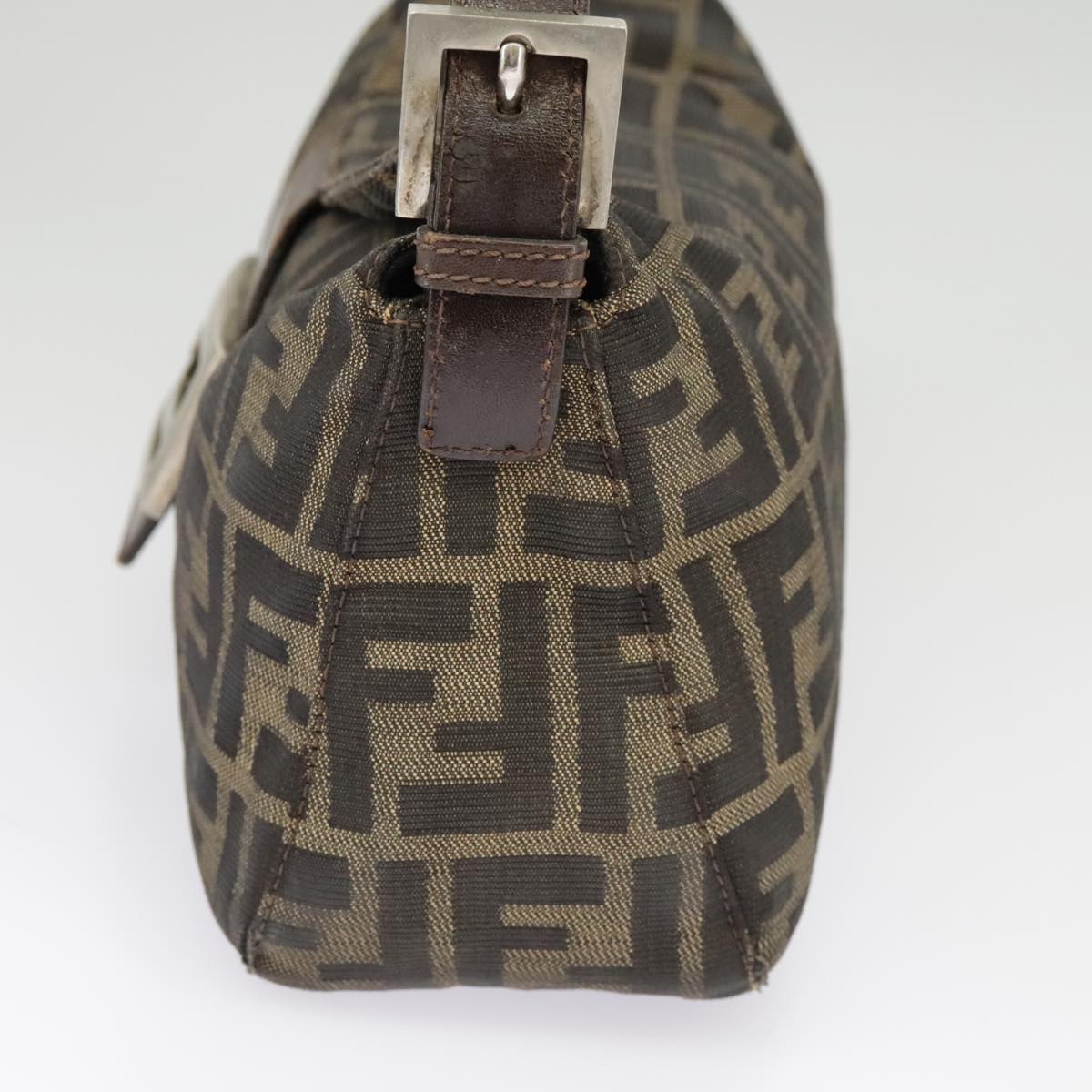 FENDI Zucca Canvas Mamma Baguette Shoulder Bag Brown Black Silverep6627