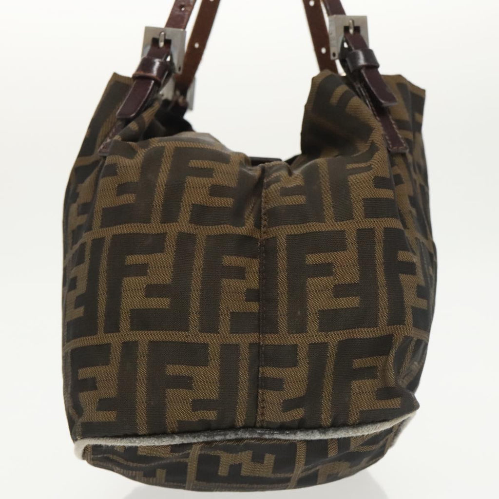 FENDI Zucca Canvas Hand Bag Brown Black Silverep6629