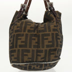FENDI Zucca Canvas Hand Bag Brown Black Silverep6629