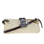 FENDI Zucca Canvas Shoulder Bag Beige Silverep6651