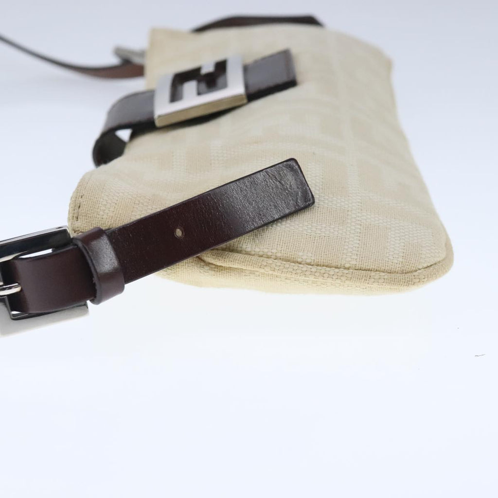FENDI Zucca Canvas Shoulder Bag Beige Silverep6651