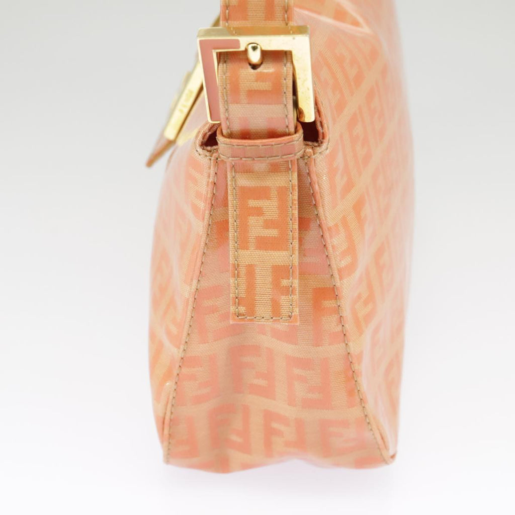 FENDI Zucchino Canvas Mamma Baguette Shoulder Bag Enamel Gold Orangeep6654