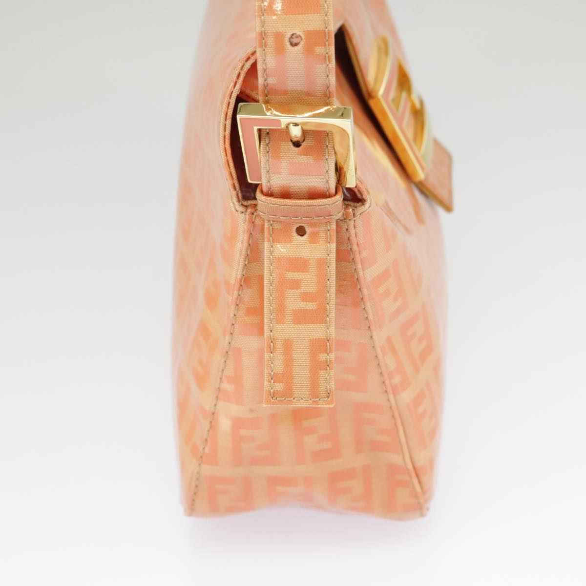 FENDI Zucchino Canvas Mamma Baguette Shoulder Bag Enamel Gold Orangeep6654