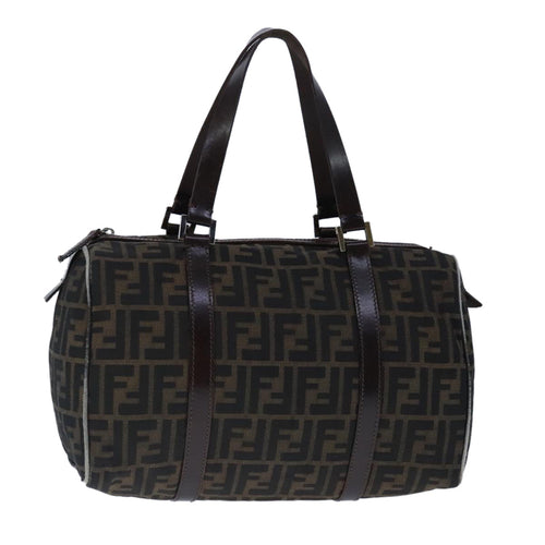 FENDI Zucca Canvas Hand Bag Brown Black Silverep6691