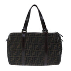 FENDI Zucca Canvas Hand Bag Brown Black Silverep6691