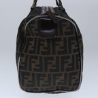 FENDI Zucca Canvas Hand Bag Brown Black Silverep6691