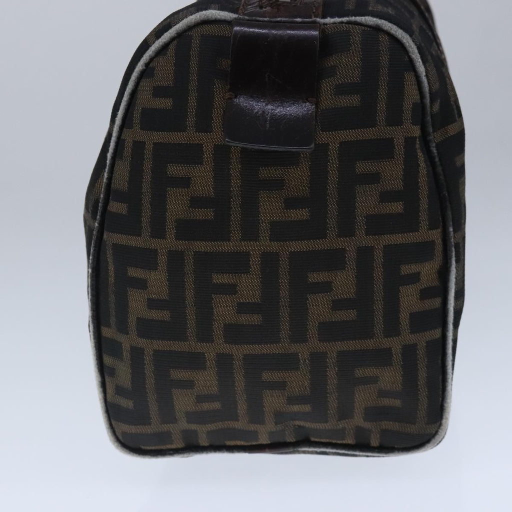 FENDI Zucca Canvas Hand Bag Brown Black Silverep6691