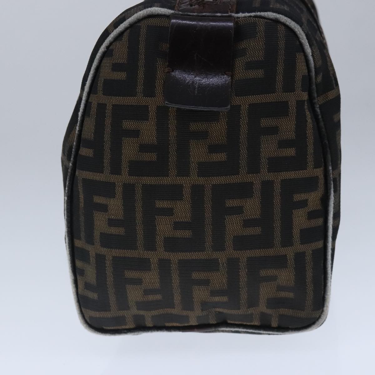 FENDI Zucca Canvas Hand Bag Brown Black Silverep6691