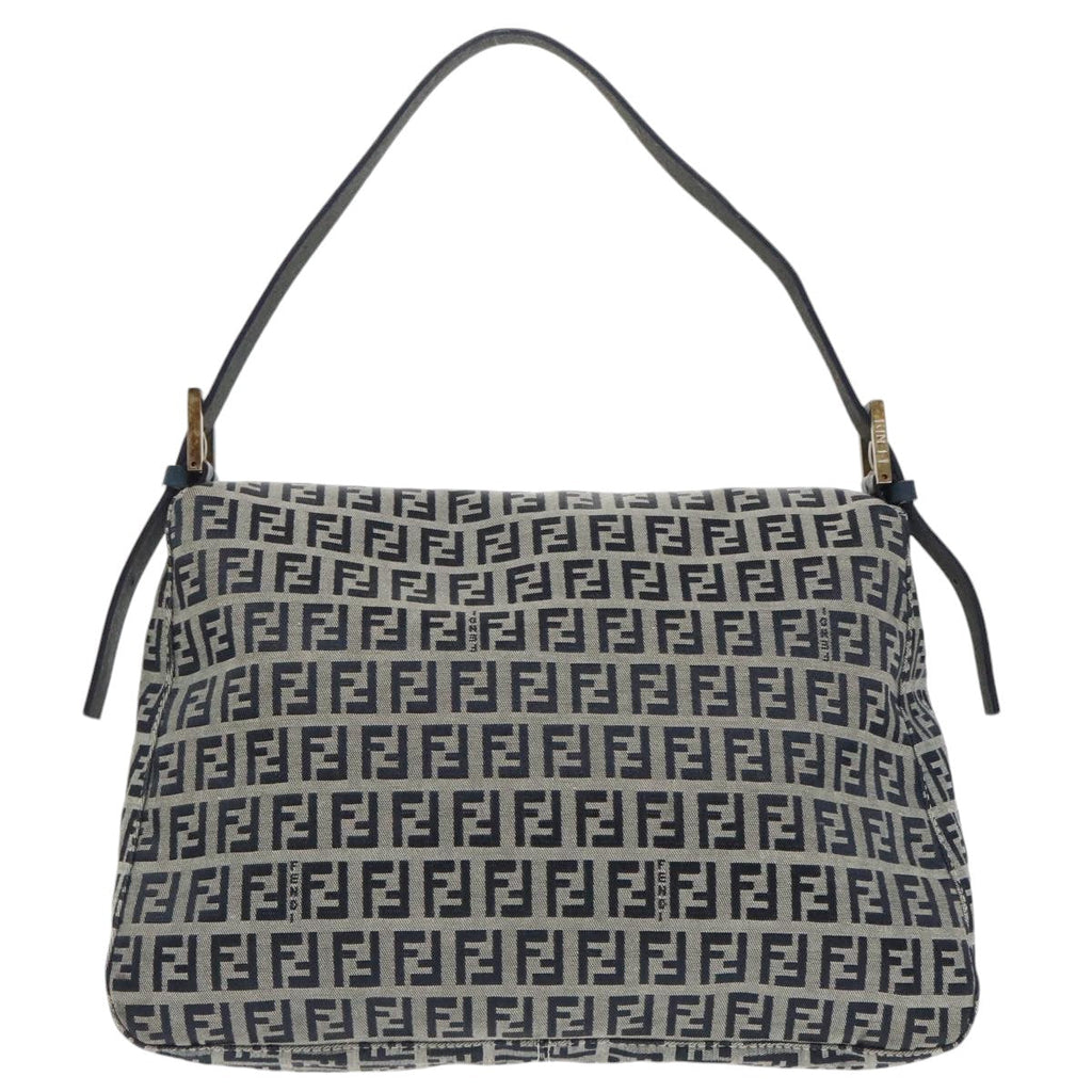 FENDI Zucchino Canvas Mamma Baguette Shoulder Bag Navyep6716