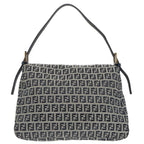 FENDI Zucchino Canvas Mamma Baguette Shoulder Bag Navyep6716