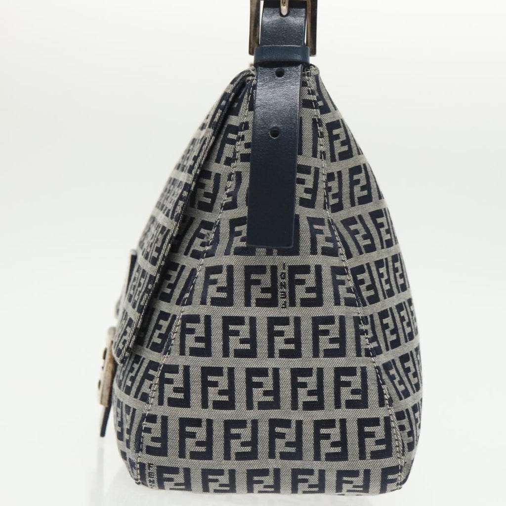 FENDI Zucchino Canvas Mamma Baguette Shoulder Bag Navyep6716