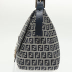 FENDI Zucchino Canvas Mamma Baguette Shoulder Bag Navyep6716