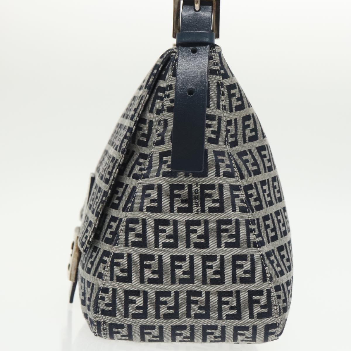 FENDI Zucchino Canvas Mamma Baguette Shoulder Bag Navyep6716