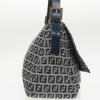 FENDI Zucchino Canvas Mamma Baguette Shoulder Bag Navyep6716