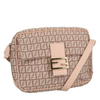 FENDI Zucchino Canvas Shoulder Bag Pink Goldep6746