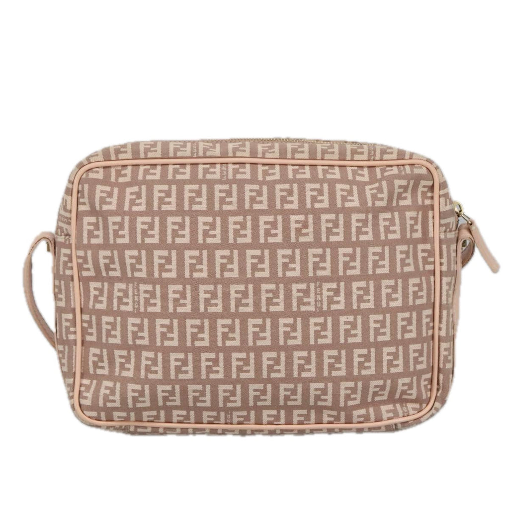 FENDI Zucchino Canvas Shoulder Bag Pink Goldep6746