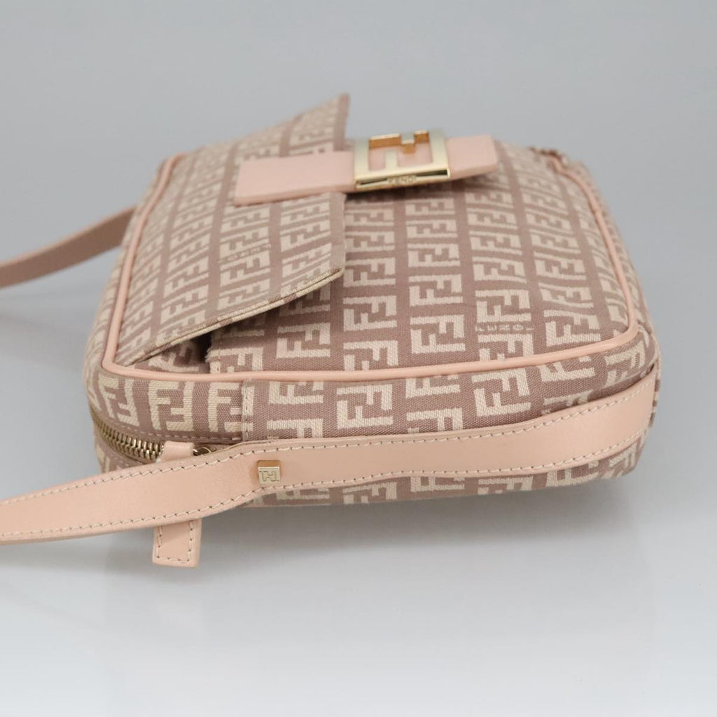 FENDI Zucchino Canvas Shoulder Bag Pink Goldep6746
