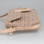 FENDI Zucchino Canvas Shoulder Bag Pink Goldep6746