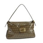 FENDI Zucchino Canvas Shoulder Bag Enamel Beigeep6814