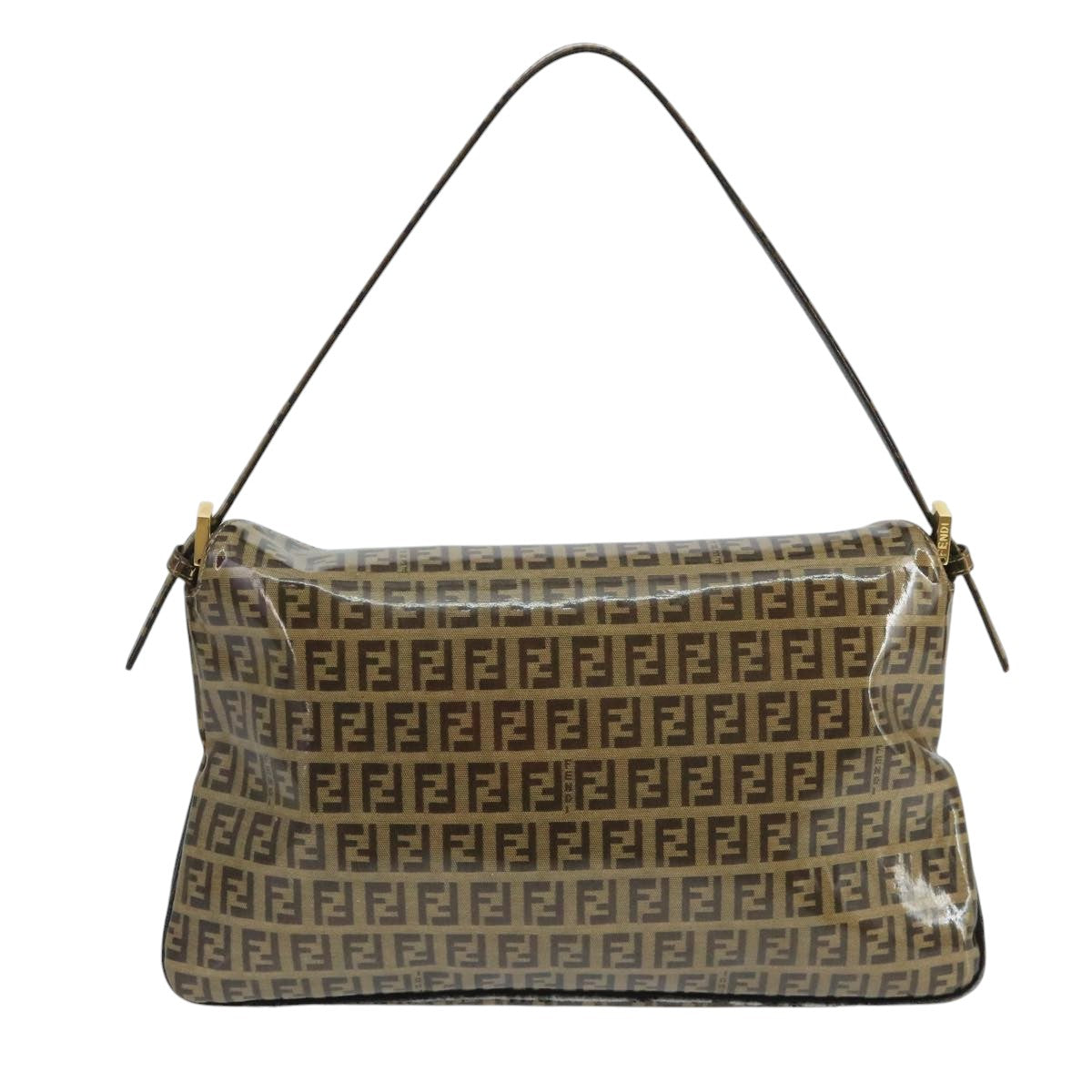 FENDI Zucchino Canvas Shoulder Bag Enamel Beigeep6814
