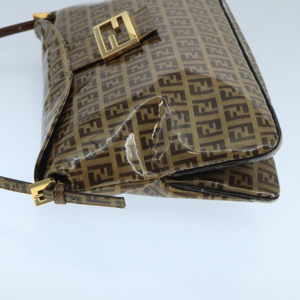 FENDI Zucchino Canvas Shoulder Bag Enamel Beigeep6814