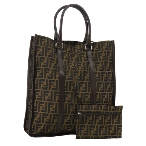 FENDI Zucca Canvas Tote Bag Brown Black Silverep6861