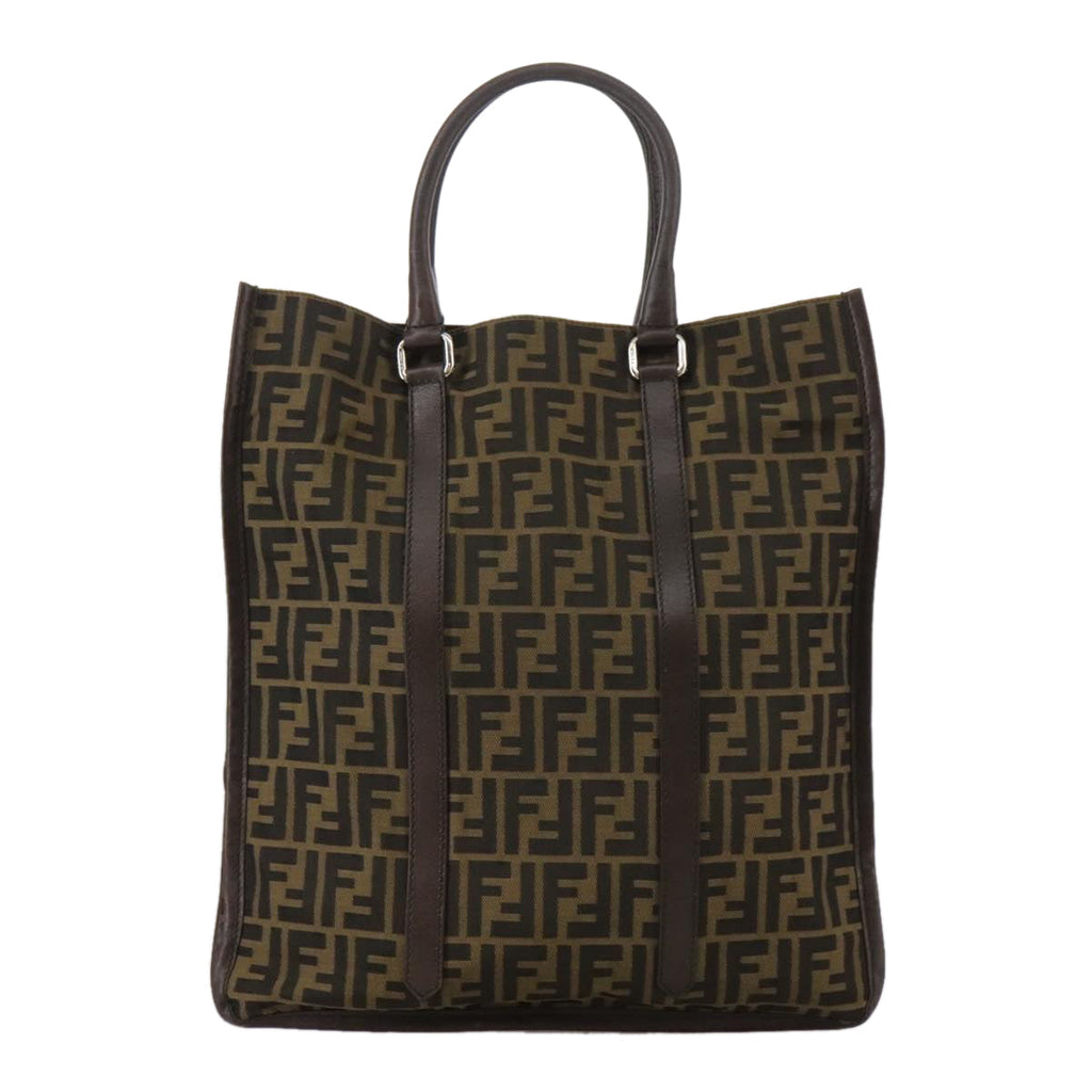 FENDI Zucca Canvas Tote Bag Brown Black Silverep6861