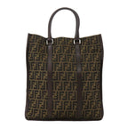FENDI Zucca Canvas Tote Bag Brown Black Silverep6861