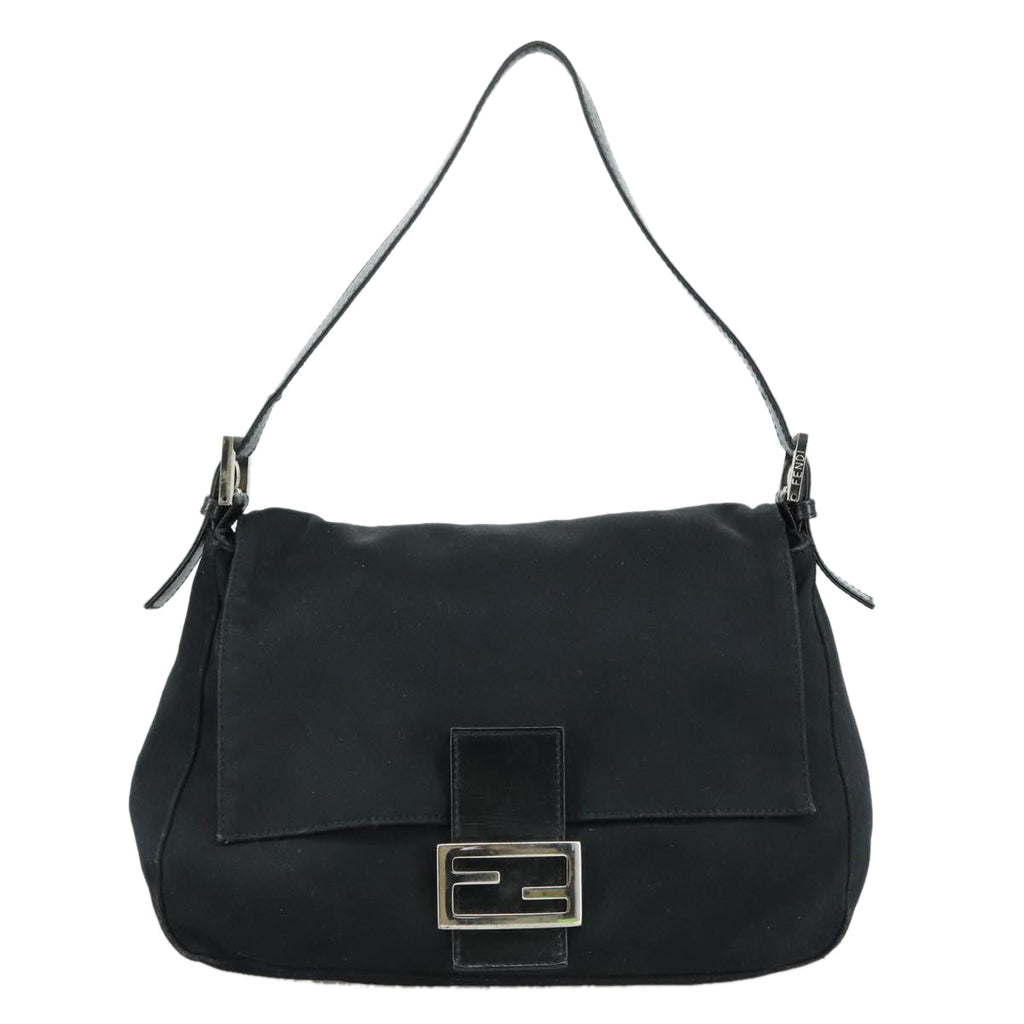 FENDI Mamma Baguette Shoulder Bag Nylon Black Silverep6902