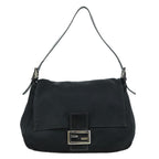 FENDI Mamma Baguette Shoulder Bag Nylon Black Silverep6902